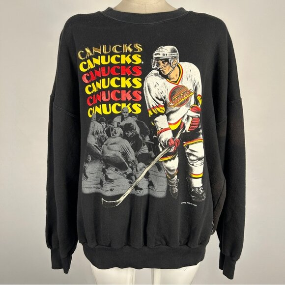 ❤️ Rare Vintage 83’ Nutmeg Vancouver Canucks Men Crewneck Sweater Embroidered XL - Picture 1 of 12